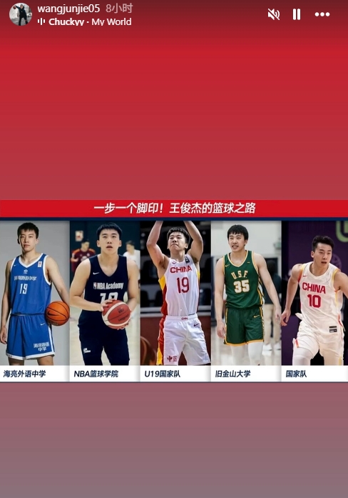 下一步會是?王俊杰曬自己的籃球路:從海亮外語中學到國家隊首發